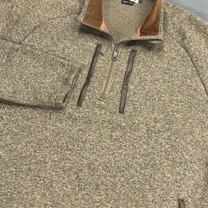 Tom Beckbe Pullover Mens XXL Brown Fleece Lined 1/4 Zip 4 Pocket Sedge 2XL